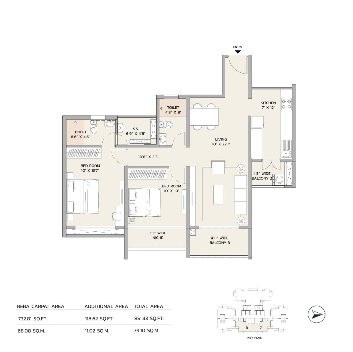 2 BHK Floor Plan